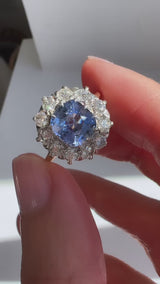 1.98 Carat Sapphire and Old Mine Cut Diamond Halo Ring