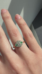 Deco Old Mine Cut and Emerald Ring