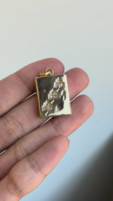 Late Victorian Gold Diamond Clover Locket With Engraving