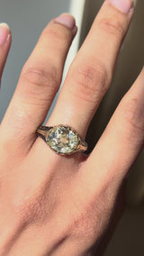 3.07 Old Mine Cut Diamond Black Enamel Ring