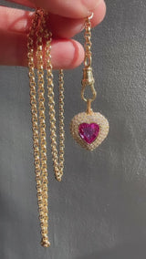 2.21 Carat Pink Sapphire and Diamond Heart Pendant