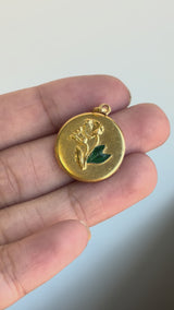 The Evergreen Floral Locket 15ct Gold & Enamel
