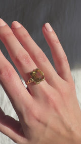 Midcentury Emerald Cut Citrine Picture Frame Ring