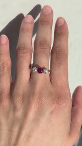 Ruby and Old European Cut Diamond Ring