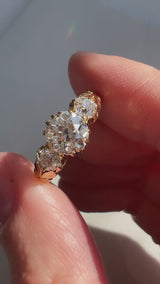 1897 Victorian Three Old Mine Cut Diamond Ring