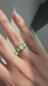 1902 Opal and Diamond Half Hoop Ring