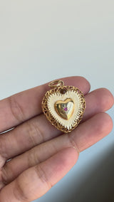 Mid Century Ruby Heart Pendant