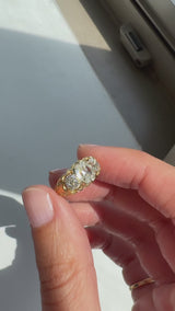 Carved Victorian Old Mine Three Stone Ring