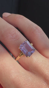 Midcentury Emerald Cut Amethyst Ring