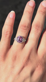 2.50 Carat Pink Sapphire and Old Mine Cut Diamond Ring