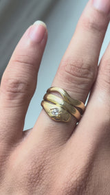 1873 Old Mine Cut Diamond Snake Ring