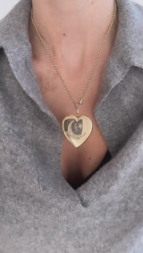 Diamond Moon and Star Heart Shaped Locket