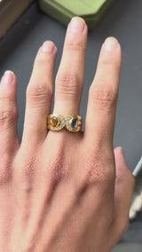 Estate Blue Topaz and Citrine Diamond Ring