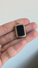 Antique 14k Gold Double-Sided Sardonyx & Black Onyx Locket