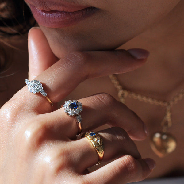 Rose Gold Sapphire and Diamond Cluster Ring