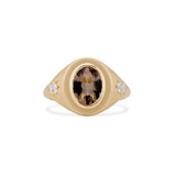 Old Mine Smoky Quartz and Diamond Star Signet