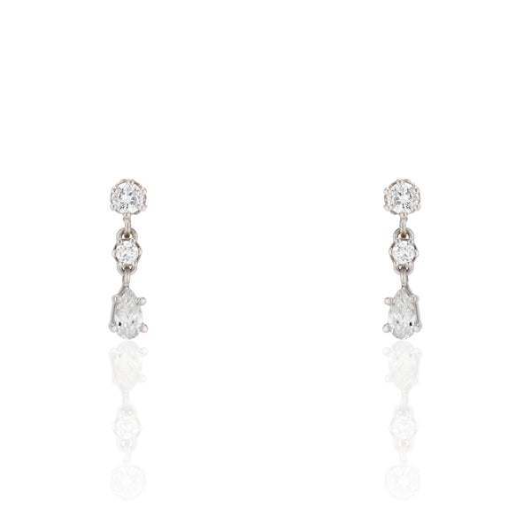 Three Diamond Drop Earrings