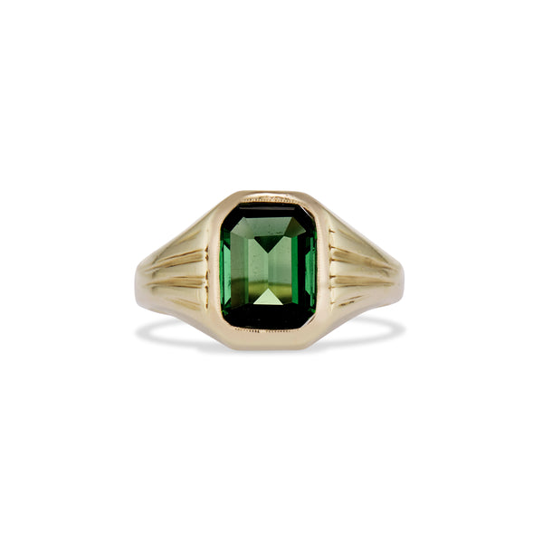 Green Tourmaline Signet Ring