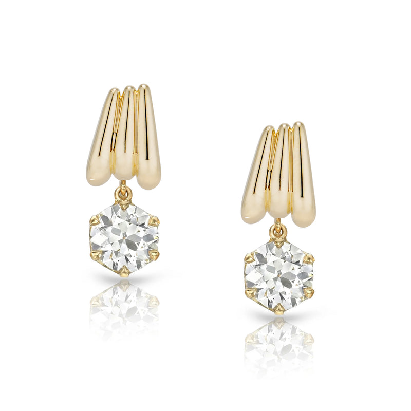 Old European Cut Diamond Drop Tove Earrings