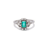 Emerald and Diamond White Gold Ring