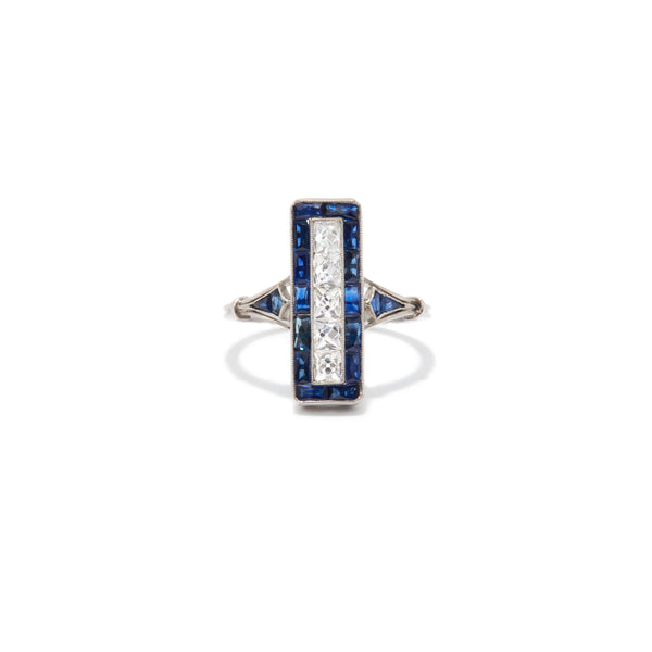 Art Deco Revival French Cut Diamond Line Ring