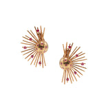 Ruby Gold Sphere with Rays Earring Clips