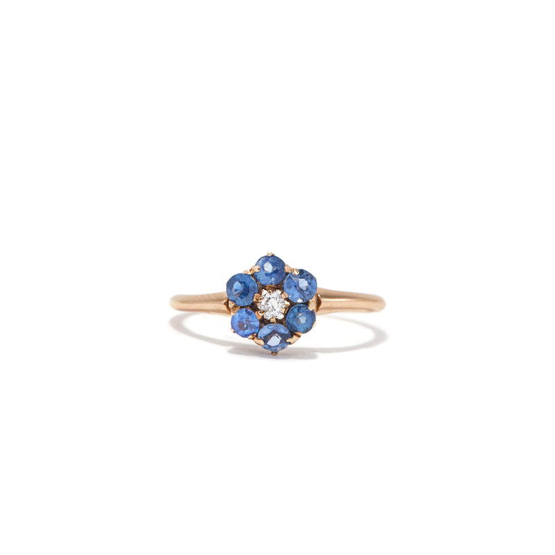 Sapphire and Diamond Petite Flower Ring