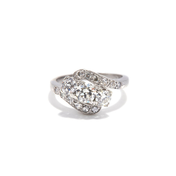 Platinum Three Stone Swirl Ring