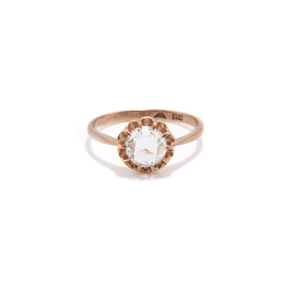 Rose Cut Diamond Ring Buttercup Setting