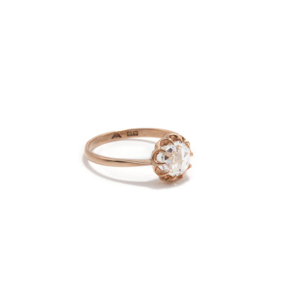 Rose Cut Diamond Ring Buttercup Setting