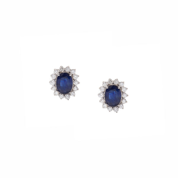 Sapphire and Diamond Cluster Earrings