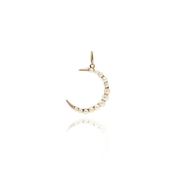 Petite Pearl Crescent Moon Pendant