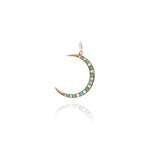 Petite Turquoise and Pearl Crescent Moon Pendant