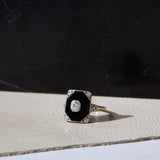 Platinum Onyx Diamond Bezel Ring