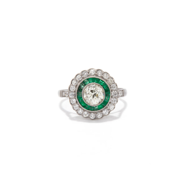 Diamond and Emerald Target Ring