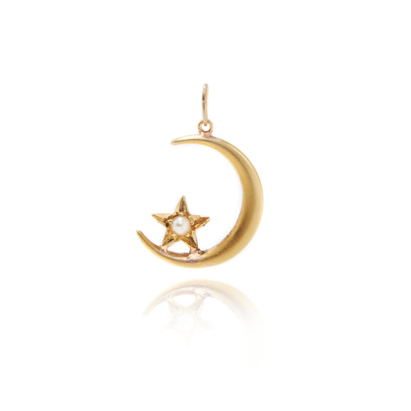 Moon and Pearl Star Pendant