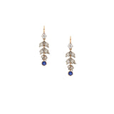 Sapphire and Diamond Leaf Drop Earrings