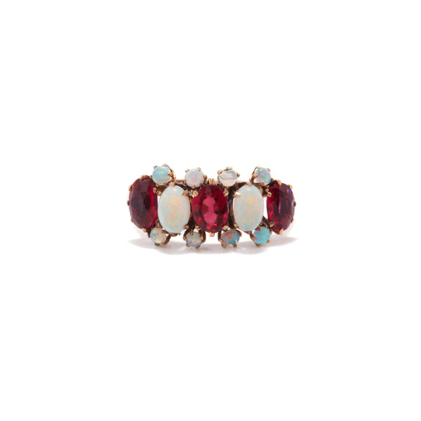 Opal and Garnet Ring