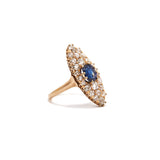 Sapphire and Diamond Navette Ring