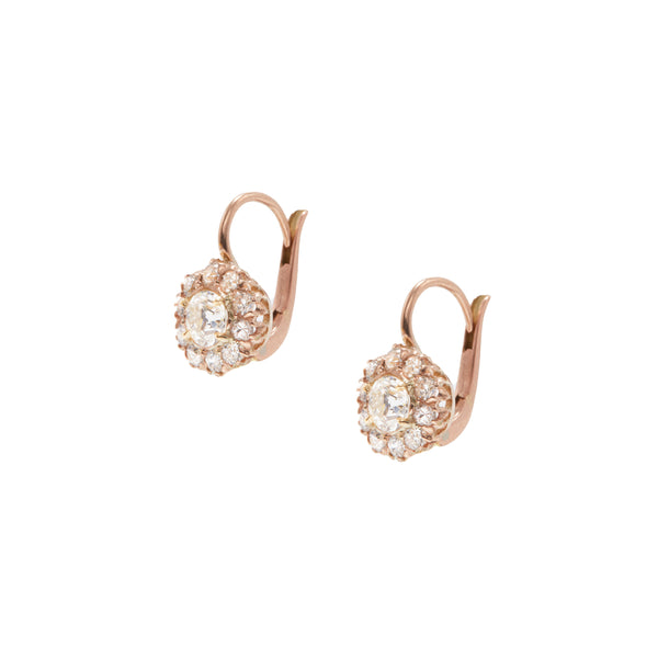 Old European Cut Diamond Cluster Earrings