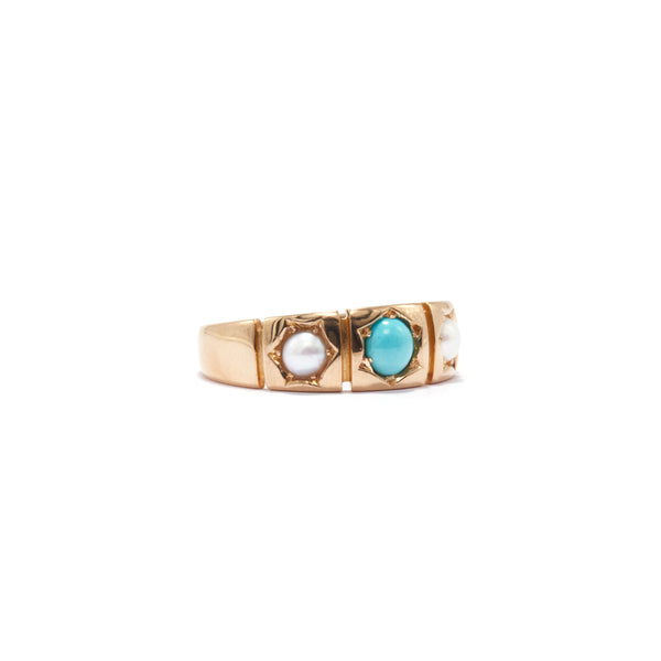 Turquoise and Pearl Ring