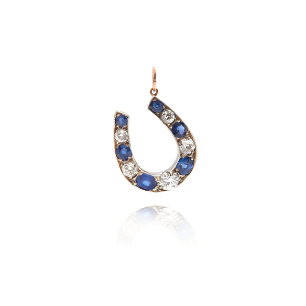 Sapphire and Diamond Horseshoe Pendant