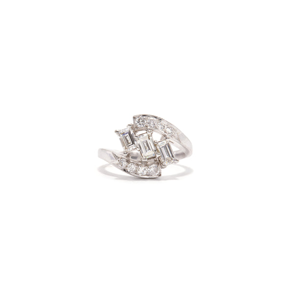 Baguette Diamond Swirl Ring