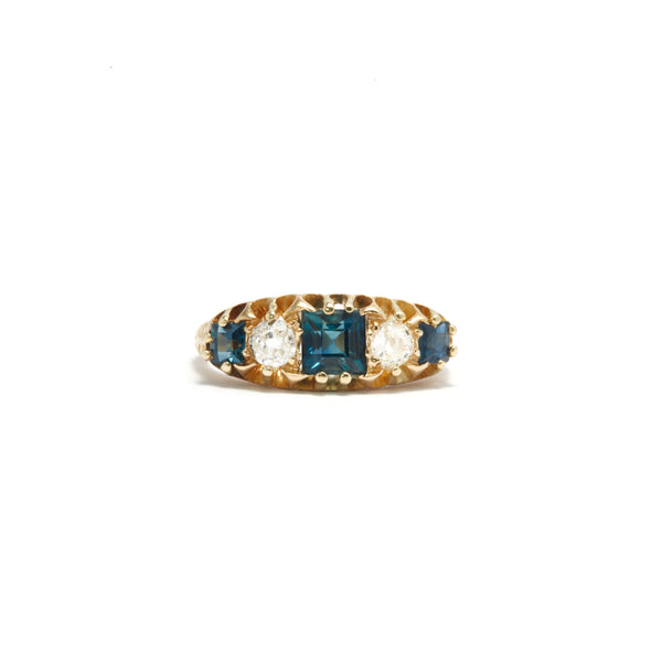 Sapphire and Diamond 5 Stone Ring