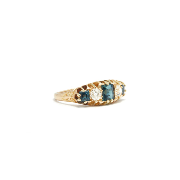 Sapphire and Diamond 5 Stone Ring