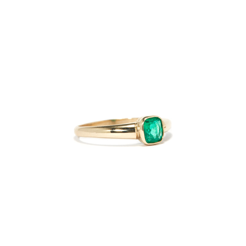 Victorian Green Emerald Bezel Ring