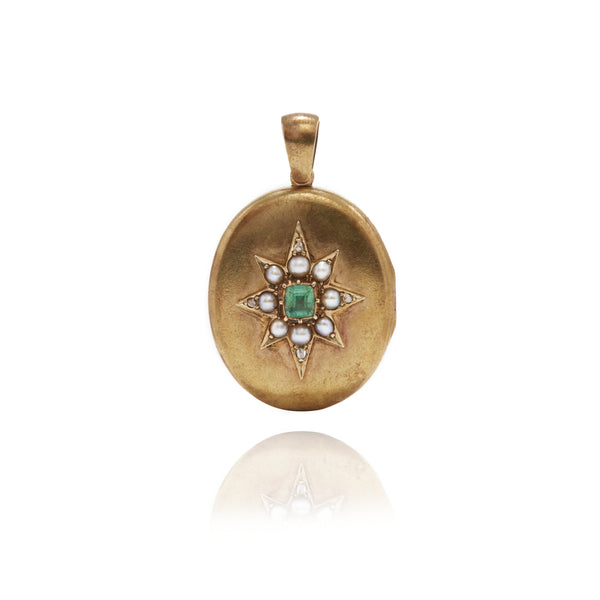 Emerald Pearl Star Locket