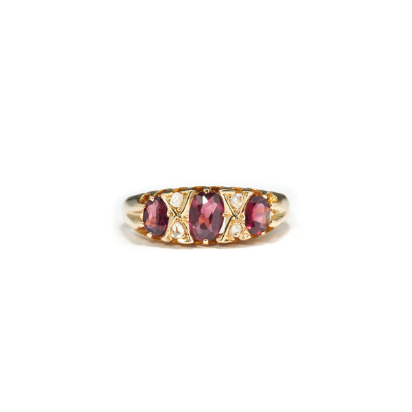 Garnet and Diamond English Ring