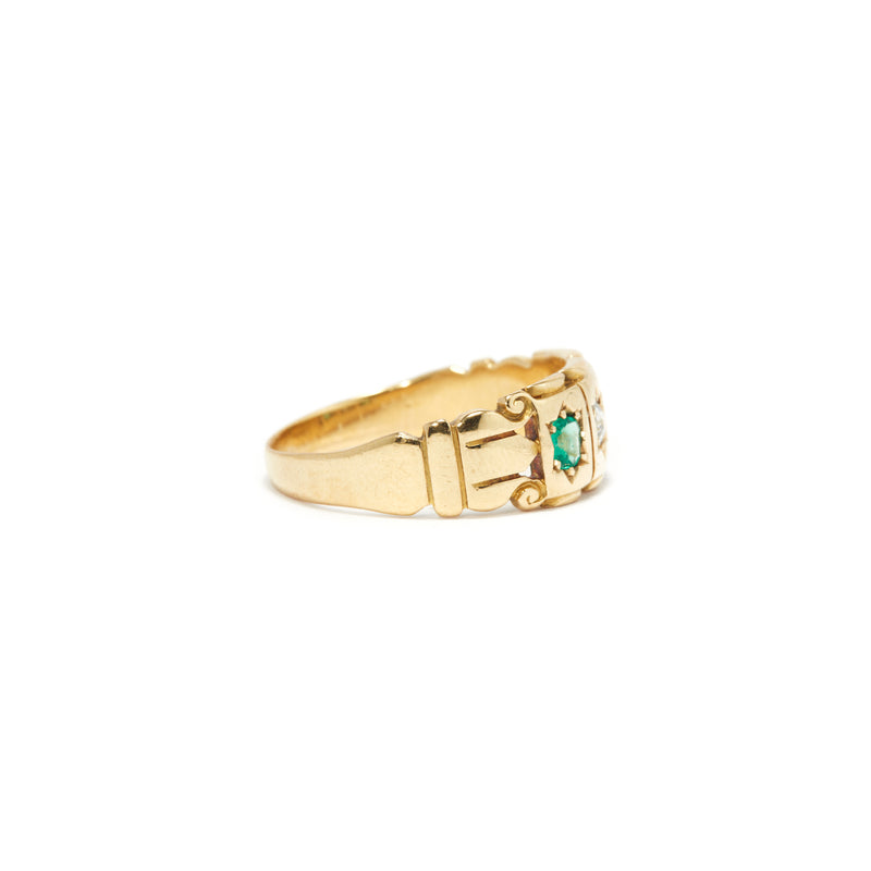 Emerald and Diamond Gypsy Star Ring