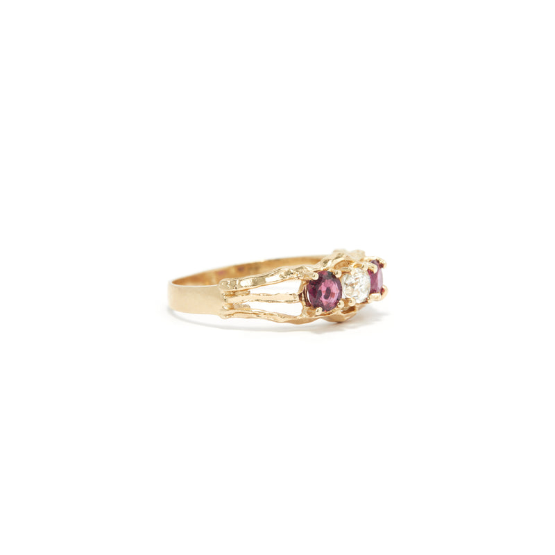 Ruby and Diamond Three Stone Ring